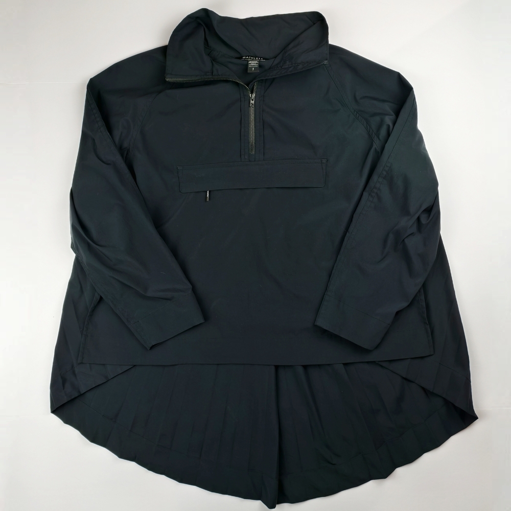 Athleta Black Pleated Back Half Zip Pullover Top Small Sport Streetwear